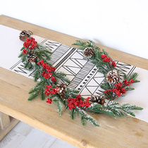 pe leaf encryption Christmas decorations vines Flocking Pine Nuts Snowy Pine Needles Door Hanging Diy Material Christmas Decorations