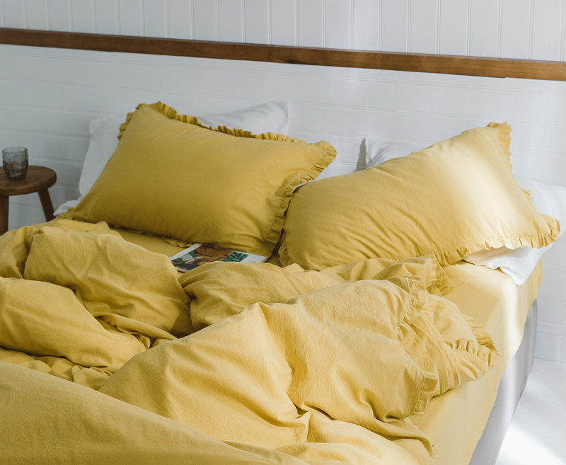 Ruffles bông rửa trong gối tai mảnh bông gối bông một chất rắn 48 * 74cm - Gối trường hợp gối tựa đầu giường