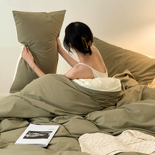 Кремовый хлопковый комплект, покрывало, увеличенная толщина, 4 предмета, простой и элегантный дизайн