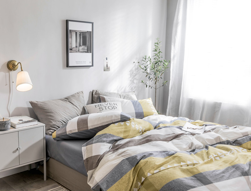 phong cách Bắc Âu tối giản mát bông denim bông trải giường chăn mảnh ký túc xá giường ba mảnh - Bộ đồ giường bốn mảnh chăn ga gối đệm