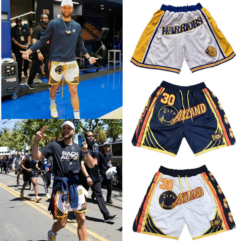 Just Don American High Street Retro Basketball Shorts Warriors No. 30 Curry Same Style Shorts Fmvp Champion Parade Men's Shorts
