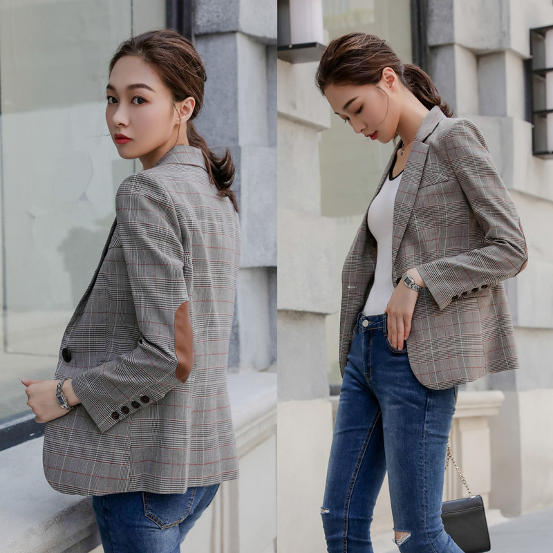 Plaid Hong Kong flavor retro chic small suit jacket female 2022 new spring and autumn Korean version casual temperament plaid suit