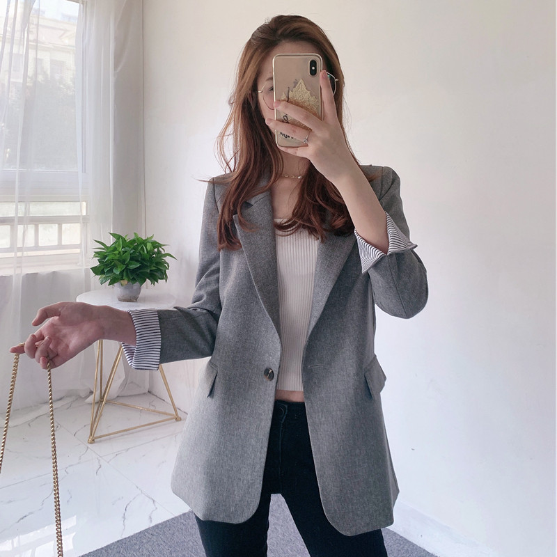 chic small suit jacket female black 90% sleeves 2022 spring summer new casual display slim suit blouse thin