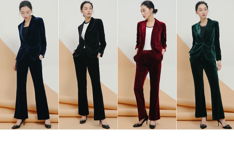 Bộ đồ nhung vàng 2018 mùa thu nhung mới phù hợp với quần Slim thời trang Hàn Quốc phiên bản áo khoác nữ nhỏ váy nữ