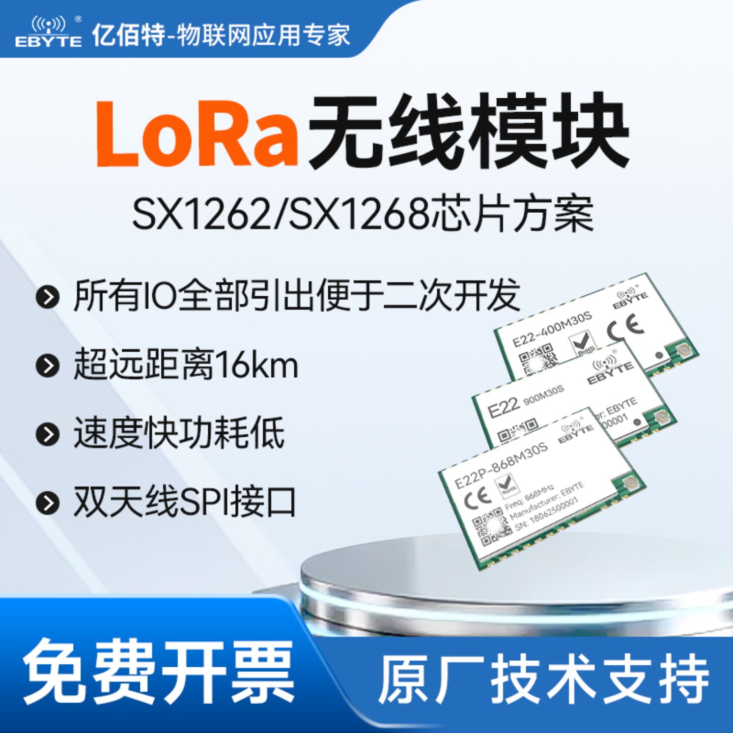 SX1278/SX1276 беспроводной модуль LoRa с расширенным спектром 433/915 М высокой мощности + PA SX1262/SX1268 Изображение 1