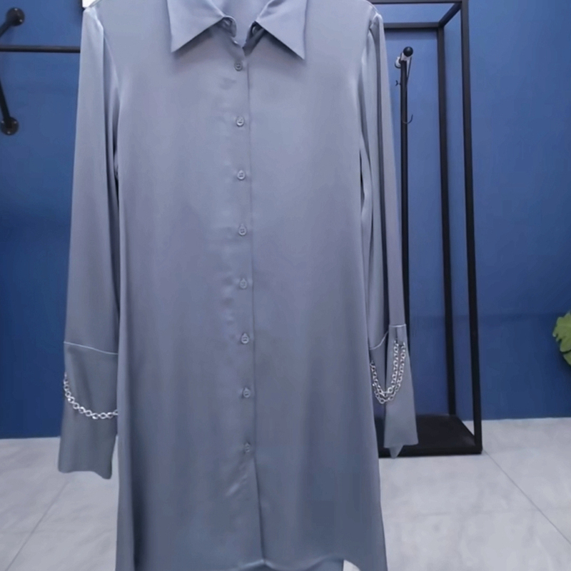 When Clearing Out Women's Clothing, Be Sure to Check Out the Explanation for Mason D's Stylish and Fashionable Backless Triacetate Shirt Dress, Size M, 2650