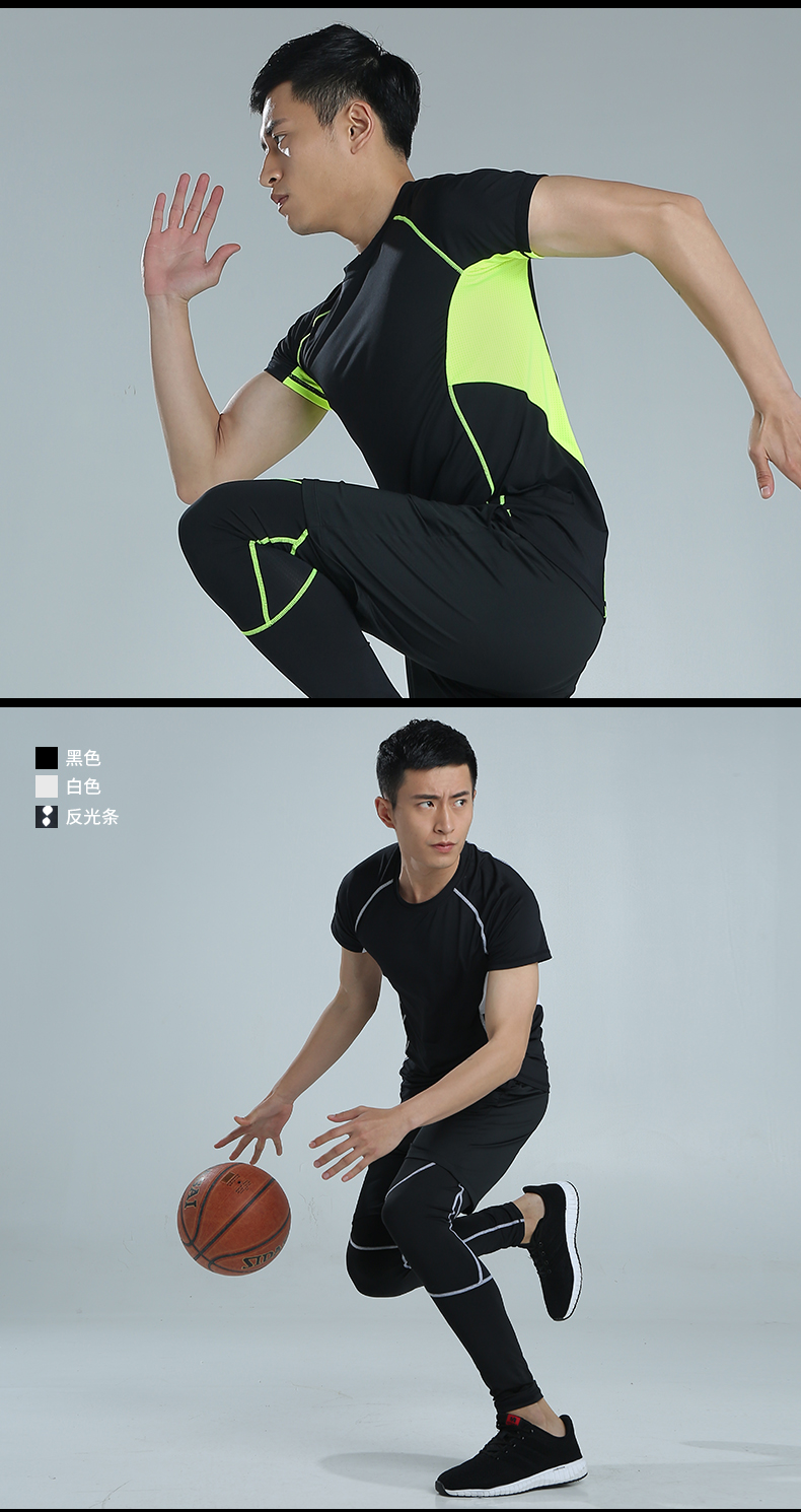 Lu Yifan quần áo thể dục nam nhanh khô quần áo thể thao phù hợp với phòng tập thể dục mùa xuân và mùa hè quần áo tập thể dục tay ngắn nam - Quần áo tập thể hình quần áo gym nữ
