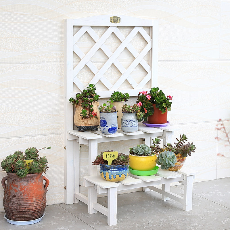 Clear cabin price outdoor multilayer solid wood flower shelf modern minimalist fence decoration white flower basket floating window wood flower pot