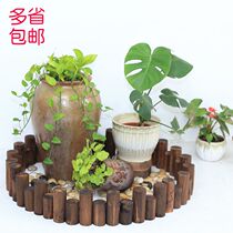 Anti-corrosion wood fence round wooden stake garden fence courtyard solid wood fence outdoor carbonized wood flower bed small yard decoration