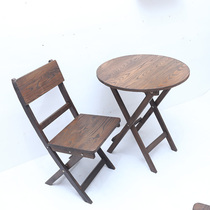 Indoor balcony table and chairs Outdoor folding table and chairs furniture Bar casual table and chairs combined carbonated wood patio small table and chairs