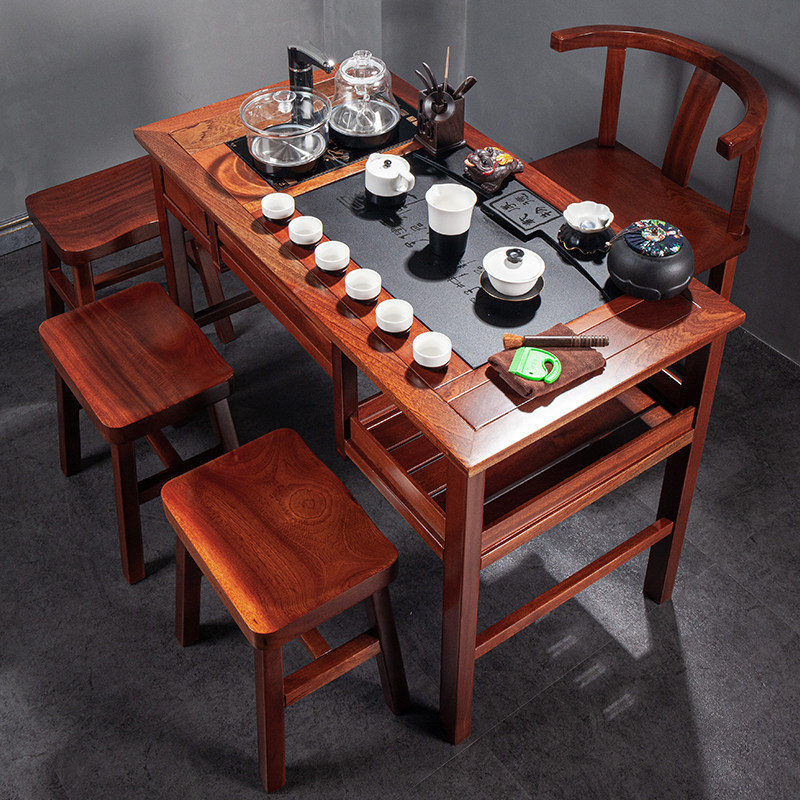 Tea set Household tea table set Tea table Congo rosewood tea table and chair combination New Chinese tea table living room