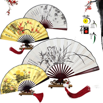 Cloth fan with tassel crown Lotus pendant 10 inch 8 inch children orchid chrysanthemum costume dance fan ancient style