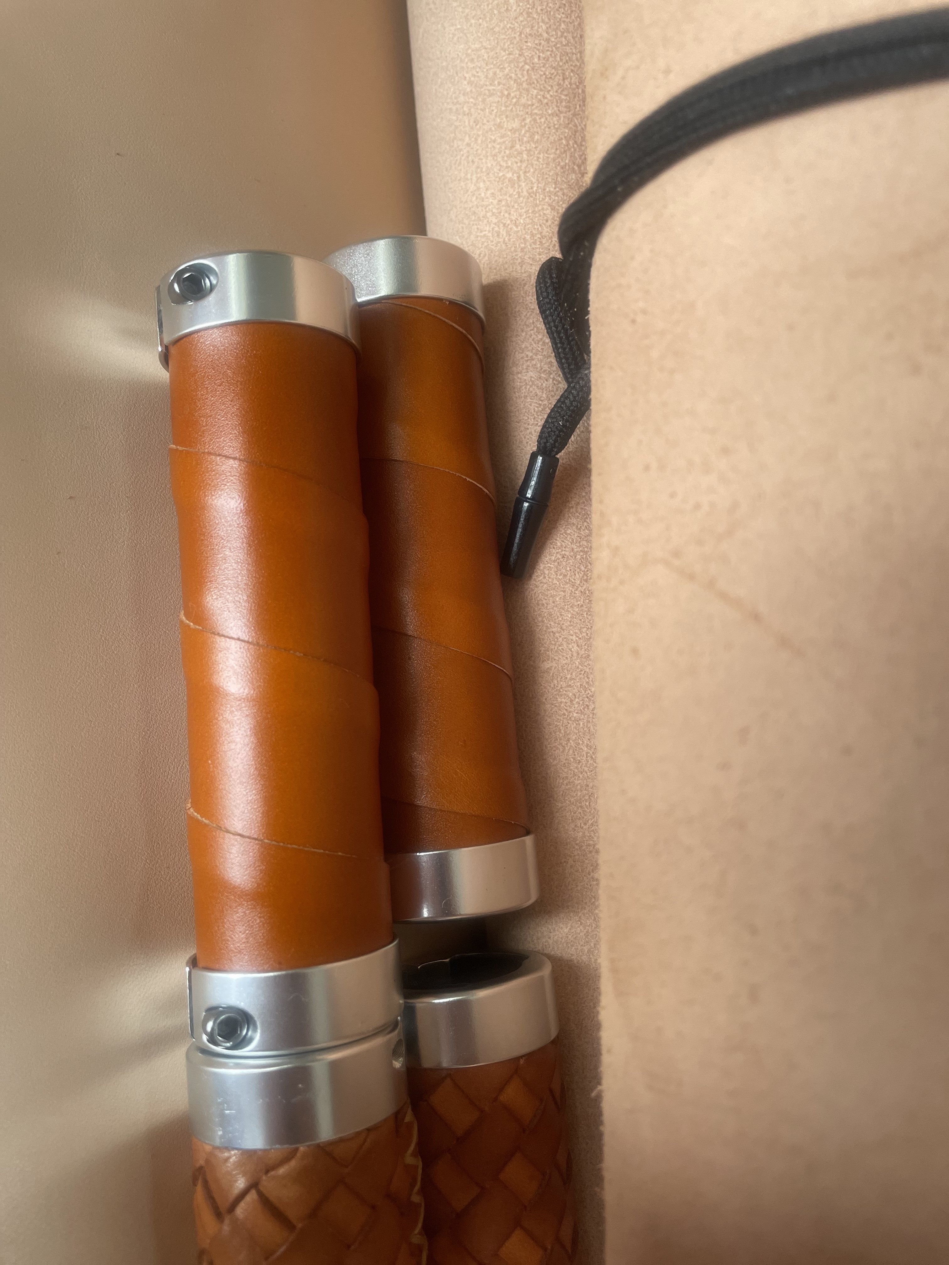 Double honey color top layer cowhide wrapping retro bicycle small cloth car Brompton handle 70-130mm