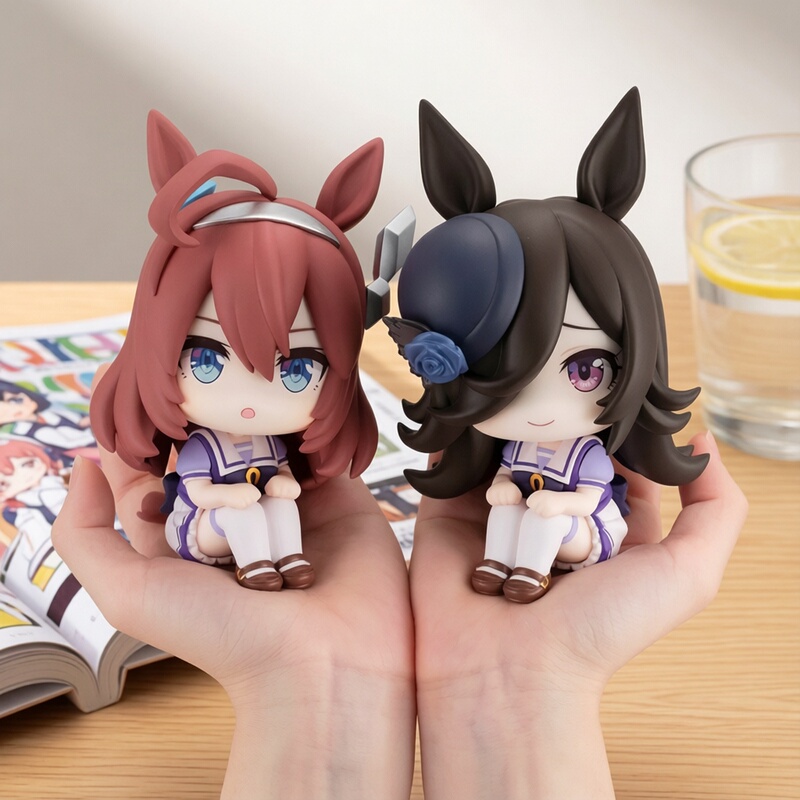 In Stock, Lookup Jockey Girl Meipu Bourbon & Miya Bath Set with Bonus Q Version Figure