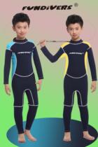 New male and female child snorkeling water suit 2 5MM long sleeves one-piece thickening of warm and warm winter swimming speed dry anti-chill jellyfish