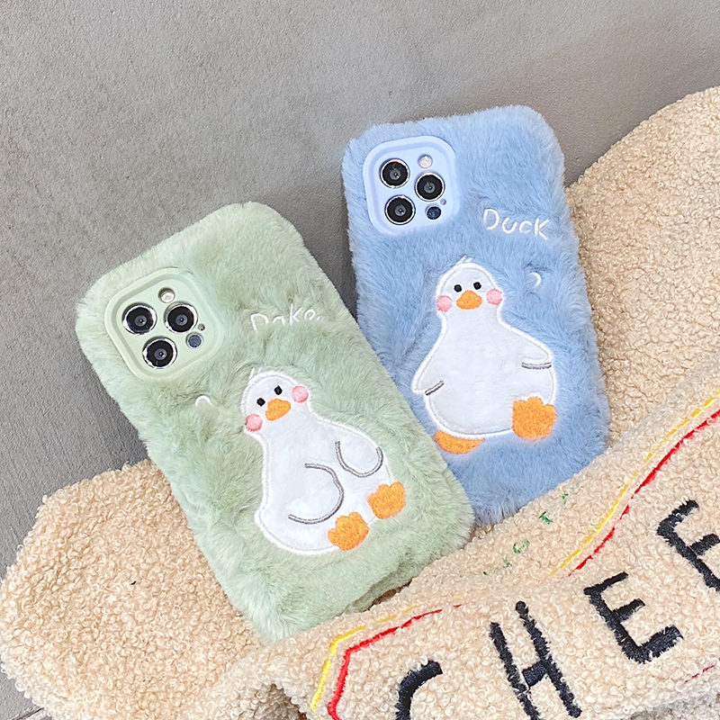 Plush Duck Duck Apple 12pro Mobile Phone Protection Shell New Korea Ins Wind iphone11 Full Package Lens Protection