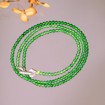 Natural jade bead necklace a is full of green ice species
