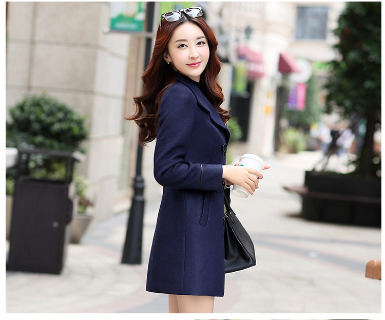 2018 mùa xuân và mùa thu mới của Hàn Quốc phiên bản của phụ nữ mỏng của chiếc áo khoác len nữ Slim kích thước lớn phần dài áo len thủy triều áo dạ nữ dáng dài hàn quốc