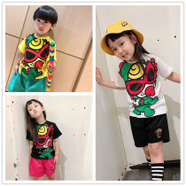 ins childrens cotton t-shirt 2021 summer little dinosaur new pop boys girls baby Japanese cartoon short-sleeved top