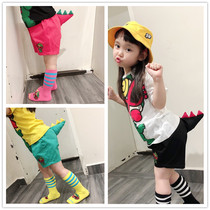 Childrens pants 2021 summer new fashion boys and girls childrens baby pure cotton wear wild little dinosaur tail shorts
