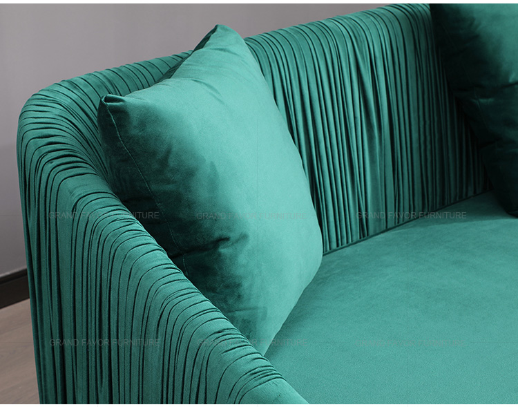 Huiyou quê hương hậu hiện đại ánh sáng sofa sang trọng phong cách Hồng Kông ánh sáng sang trọng nội thất vải nhung xanh kết hợp sofa ba người - Ghế sô pha sofa mini cho nhà nhỏ