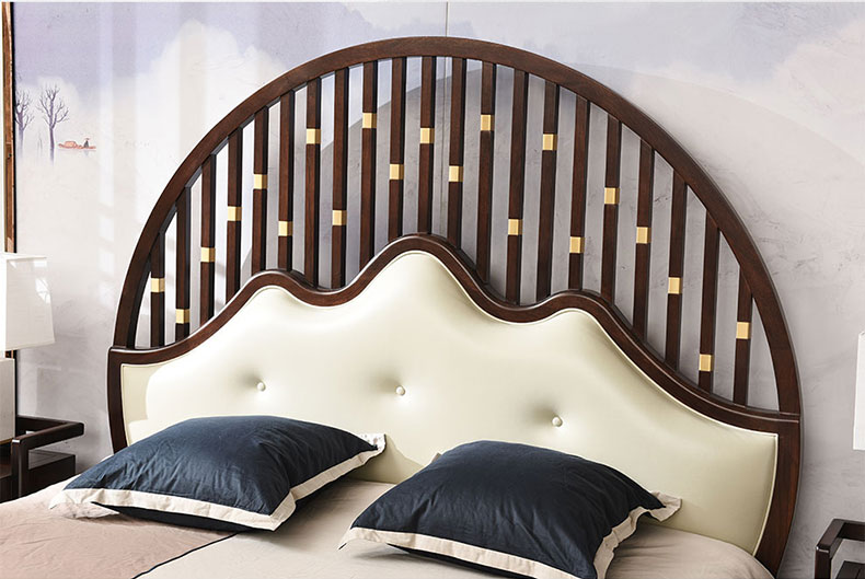 Giường gỗ đen và mun Zen mới Trung Quốc giường đôi gỗ rắn 1,8 mét hiện đại tối giản giường ngủ chính - Giường giường kéo thông minh