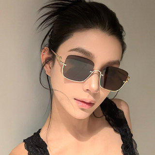 复古茶色墨镜女款2025新款高级感半框设计防紫外线方圆脸太阳眼镜