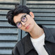 Japanese Retro Ultra-Light Small Black Frame Glasses for Men, Niche Round Frame Tr90 High Prescription Frames, Suitable for Small Faces, Can Be Fitted with Prescription Lenses