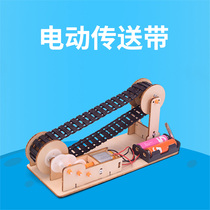 STEM Technology Small Made Belt Model Assembly Self-made Electric Transmission Belt Cargo Conveyor Childrens Toys