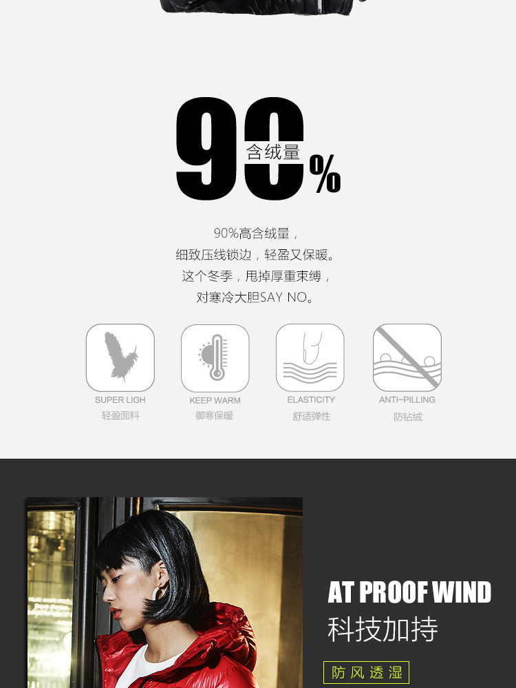 Li Ning ngắn xuống áo khoác nữ thể thao cuộc sống windproof ấm 90% ngỗng xuống thể thao Cao