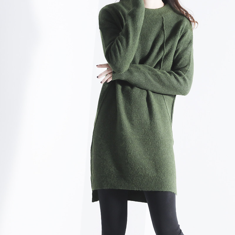 Two endowed with design feeling light and luxurious CHAO soft medium long version Next swing open fork sweaters 2020 new women