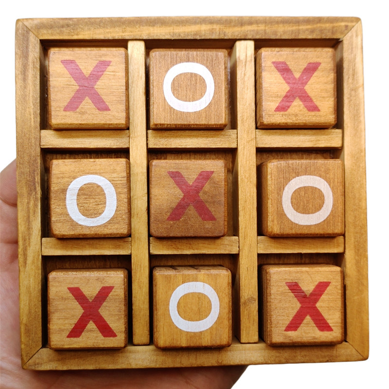 Tic Tac Toe Chess XO Children's Fun Puzzle Students Wooden Chess Double Battle Interactive Intellectual Desktop Game Sanziqi