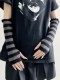 Lolita Striped Knitted Gloves for Women, Autumn and Winter Warm Woolen Arm Warmers, Japanese Style Hot Girl Subculture Arm Sleeves
