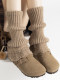 Brown socks piles of socks hollow lace women's winter warm knitted white calf covers sweet retro versatile boot covers