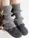 Brown socks piles of socks hollow lace women's winter warm knitted white calf covers sweet retro versatile boot covers