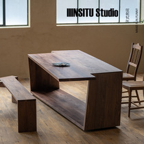 Anoretic room α table solid wood table table table conference table is about modern walnut and white wax home office