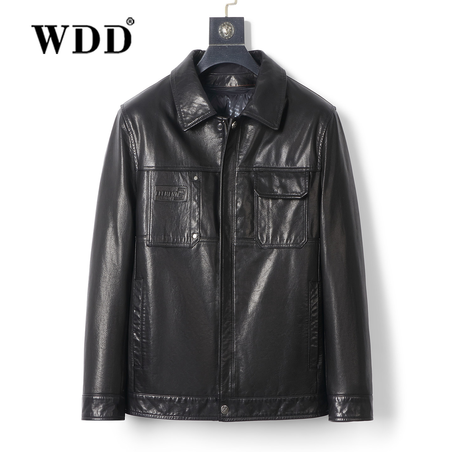 Новинка 2026 года, кожаная куртка Haining leather, мужская короткая куртка из воловьей кожи с первым слоем, пуховик, деловая повседневная куртка с лацканами