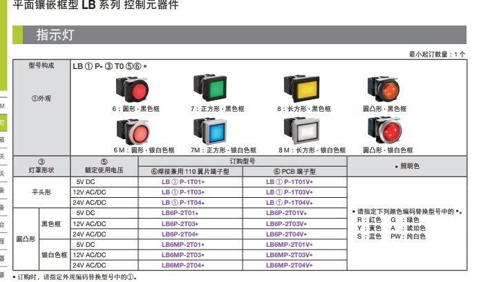 Original Japanese and Quan IDEC button switch indicator LB8MP-1T04 original