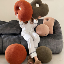 ins wind oil painting board solid color pillow circle velvet bedside pillow sofa cushion designer original small pillow core