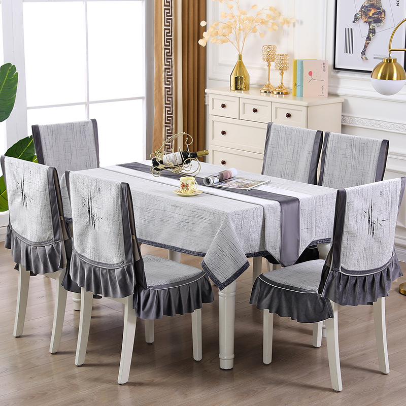 Table Cloth Modern New Chinese Table Cloth Chair Cushion Chair Sleeve Hood Table Cloth Art Dining Chair Sleeve Vintage Meditation Noble Pure Color
