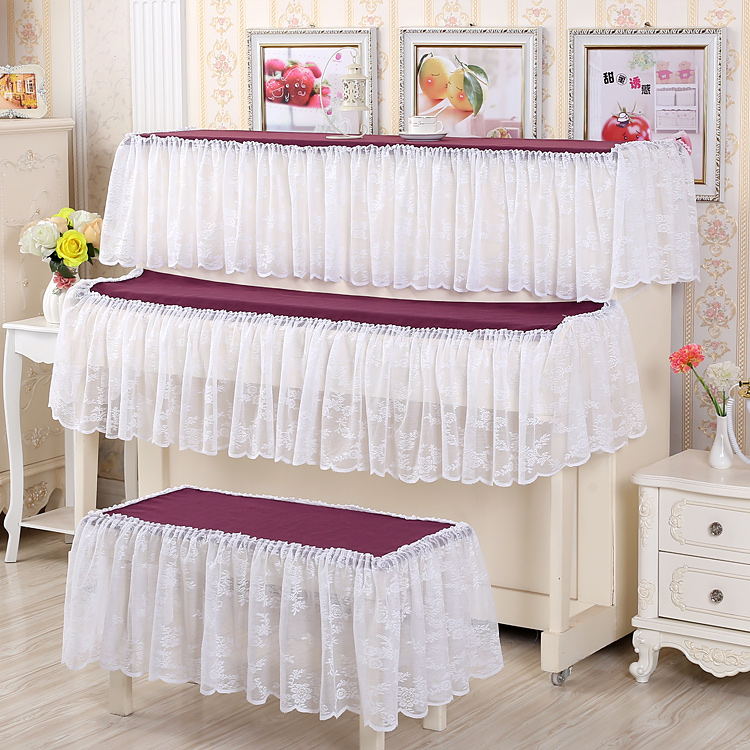 Special offer pastoral white lace piano half cover piano cover towel piano dust cover dust towel thickened cotton and linen lace