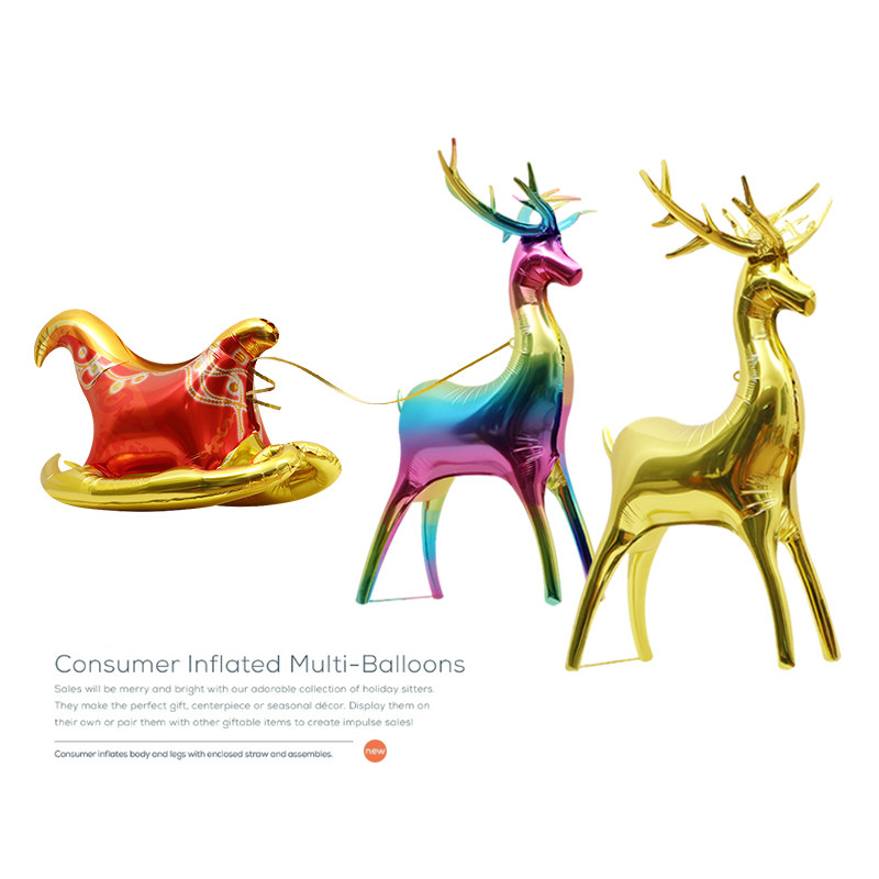 Window Christmas Decoration Party Take Proceedings Toys Balloon 4D Stereo Reindeer Sledge Cartoon Large Balloon