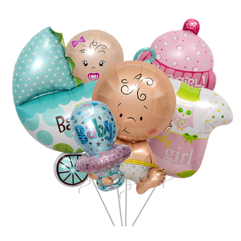 Baby Hundred Days Full Moon Party Decoration Props Balloon Baby Shape Cartoon Balloon Stroller Balloon Baby Bottle