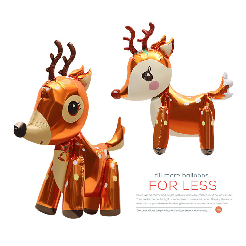 Window decoration party props toys photography balloon 4D stereo deer shaped cartoon aluminum film balloon
