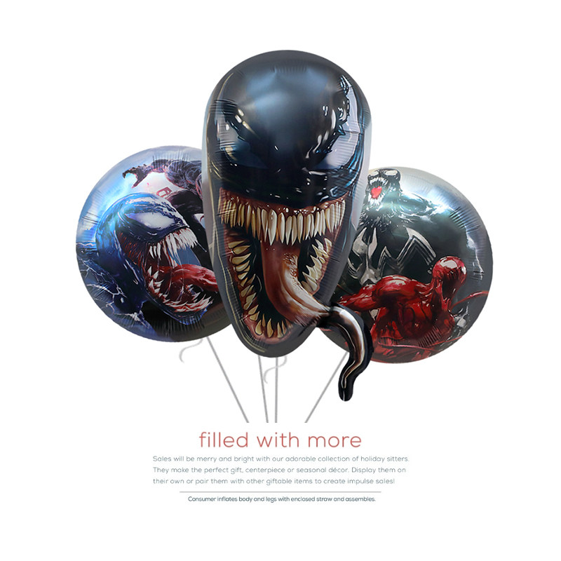 Party Trim Arrangement Props Toy Steam Ball Movie Venom Styling Cartoon Pattern Aluminum Film Balloon Photo Stay 