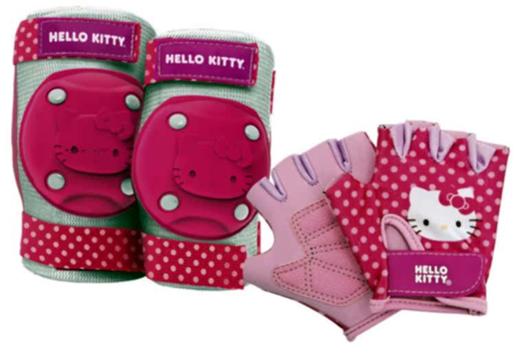 Hoa Kỳ nhập khẩu HELLO KITTY trẻ em và thanh thiếu niên thể thao đồ bảo hộ miếng đệm đầu gối khuỷu tay trượt băng bảo vệ bộ bánh răng bó gối aolikes