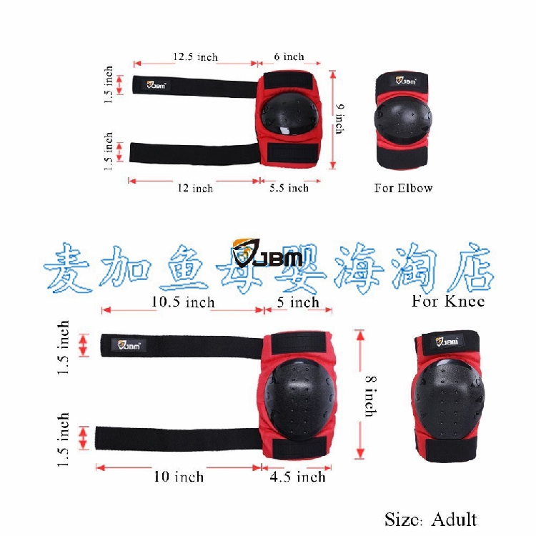 Hoa Kỳ nhập khẩu JBM thể thao mạo hiểm dành cho người lớn thanh niên thể thao miếng đệm đầu gối găng tay khuỷu tay con lăn trượt băng ... bó đầu gối thể thao