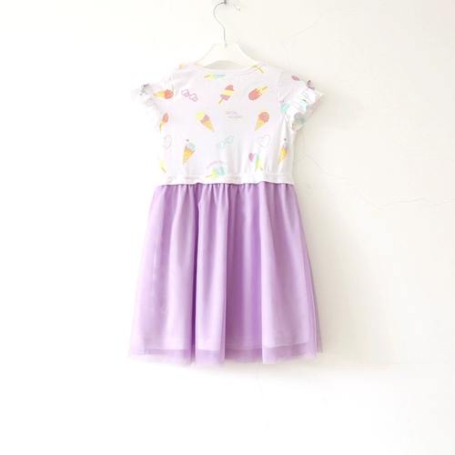 Платье с коротким рукавом, летняя юбка на девочку для отдыха, в цветочек, А-силуэт