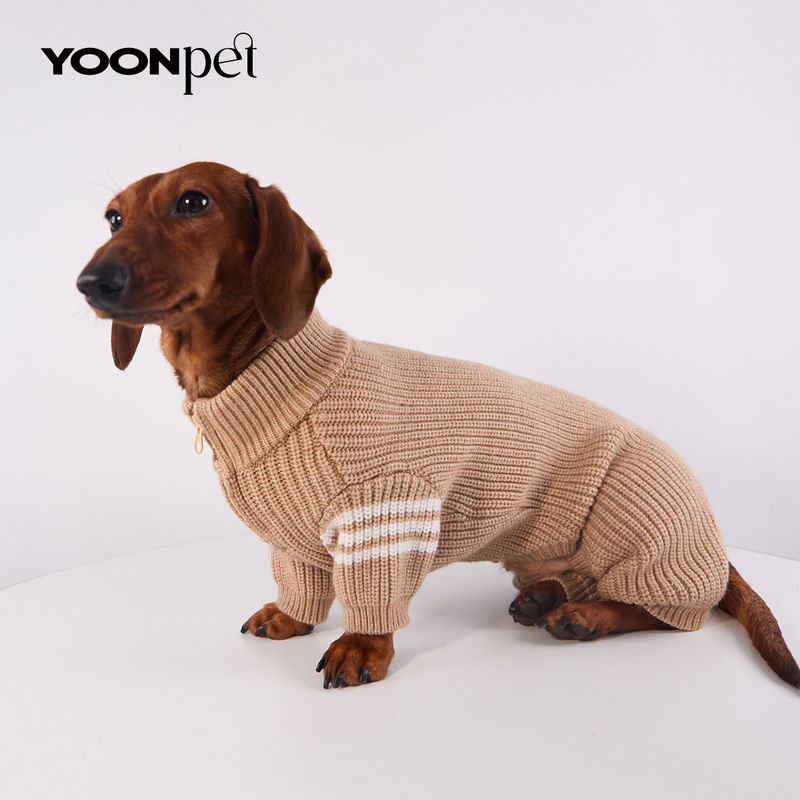 Pet Dog and Cat Autumn and Winter Polo Knit Zipper Sweater Base Layer Four-Legged Sweater for Schnauzer, Teddy, Bichon