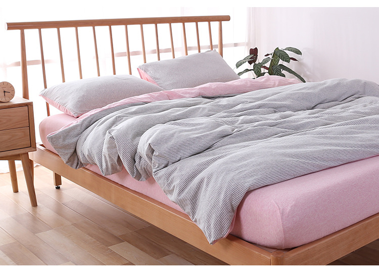 Nhật Bản sản lượng bông không dán tem Tianzhu bông denim đơn giản sinh viên khỏa thân đan bông chăn giường gói - Bộ đồ giường bốn mảnh chăn ga gối